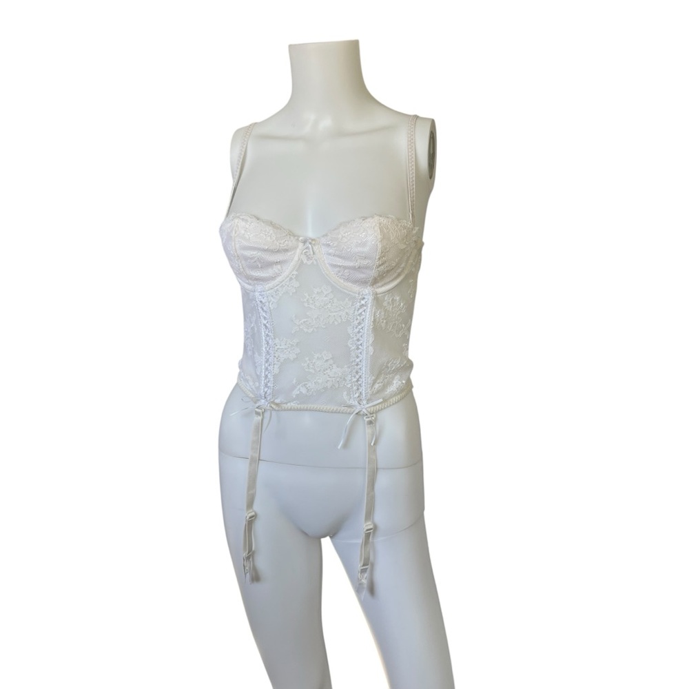 Vintage Y2K Victoria's Secret Corset Longline Bra Sheer Lace Fairy Size 34B